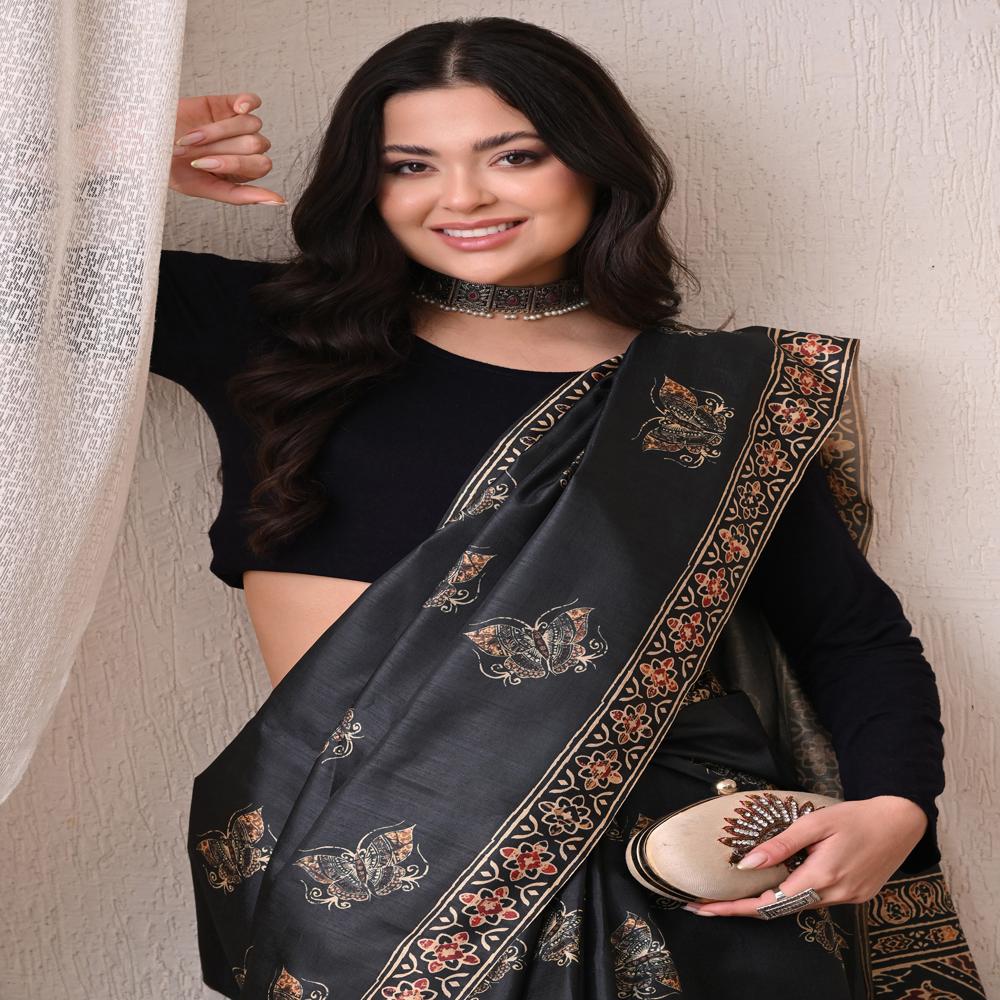 Butterfly Floral Print Saree