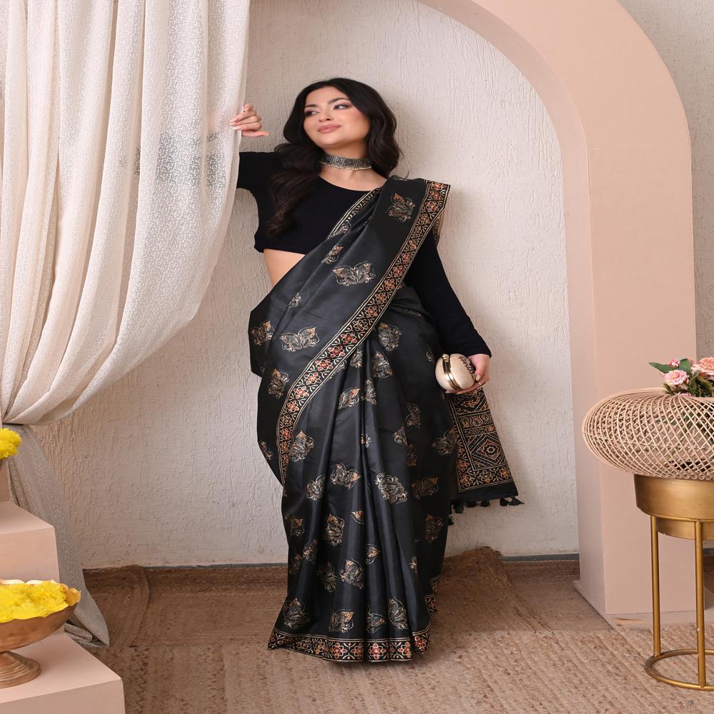 Butterfly Floral Print Saree