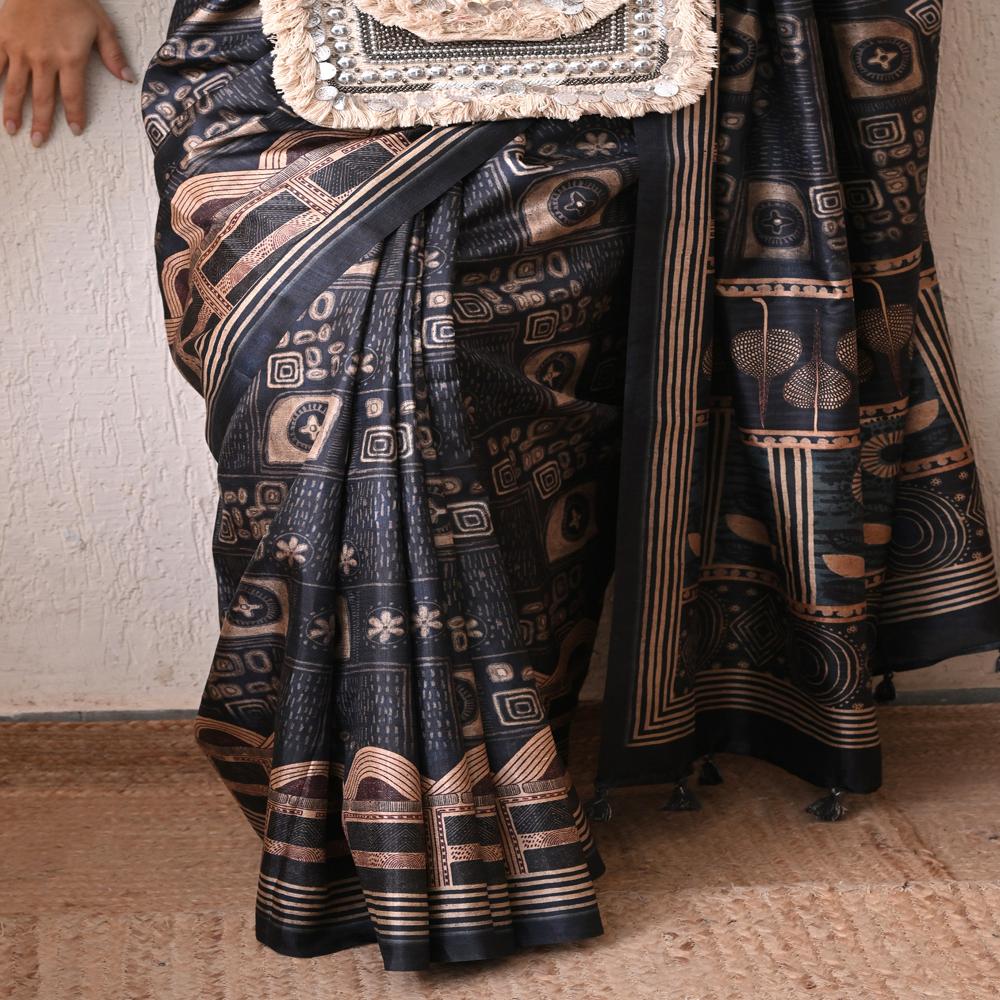 Ajrakh Print Art Silk Saree