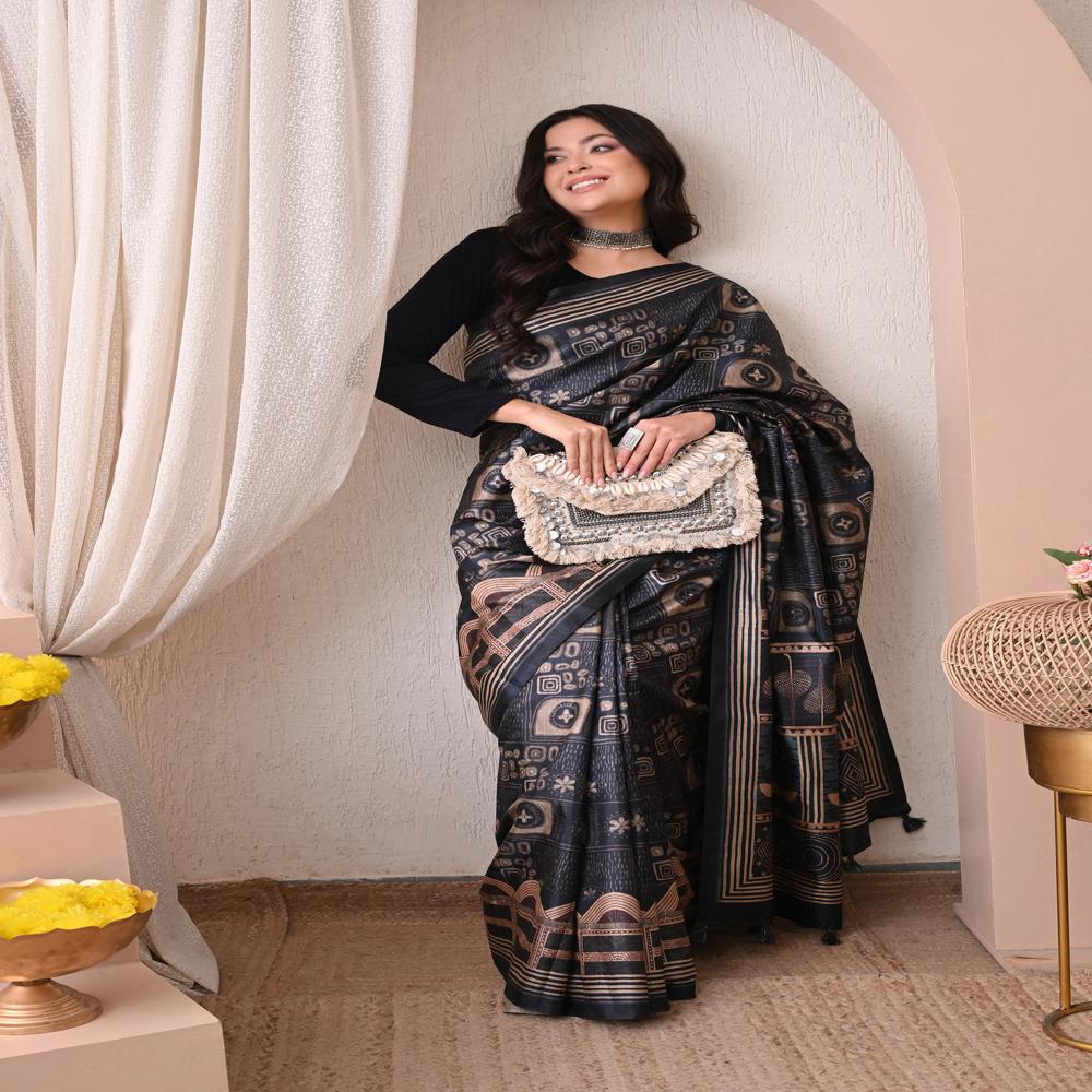 Ajrakh Print Art Silk Saree