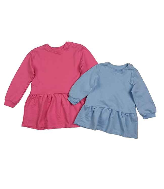 A31208 Fox & Bunny Baby Girls French Terry Dress