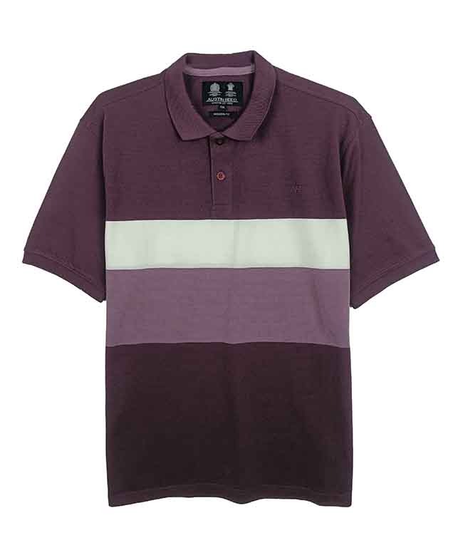 M11518 AUSTIN REED Mens Striped and Solid Textured Polos