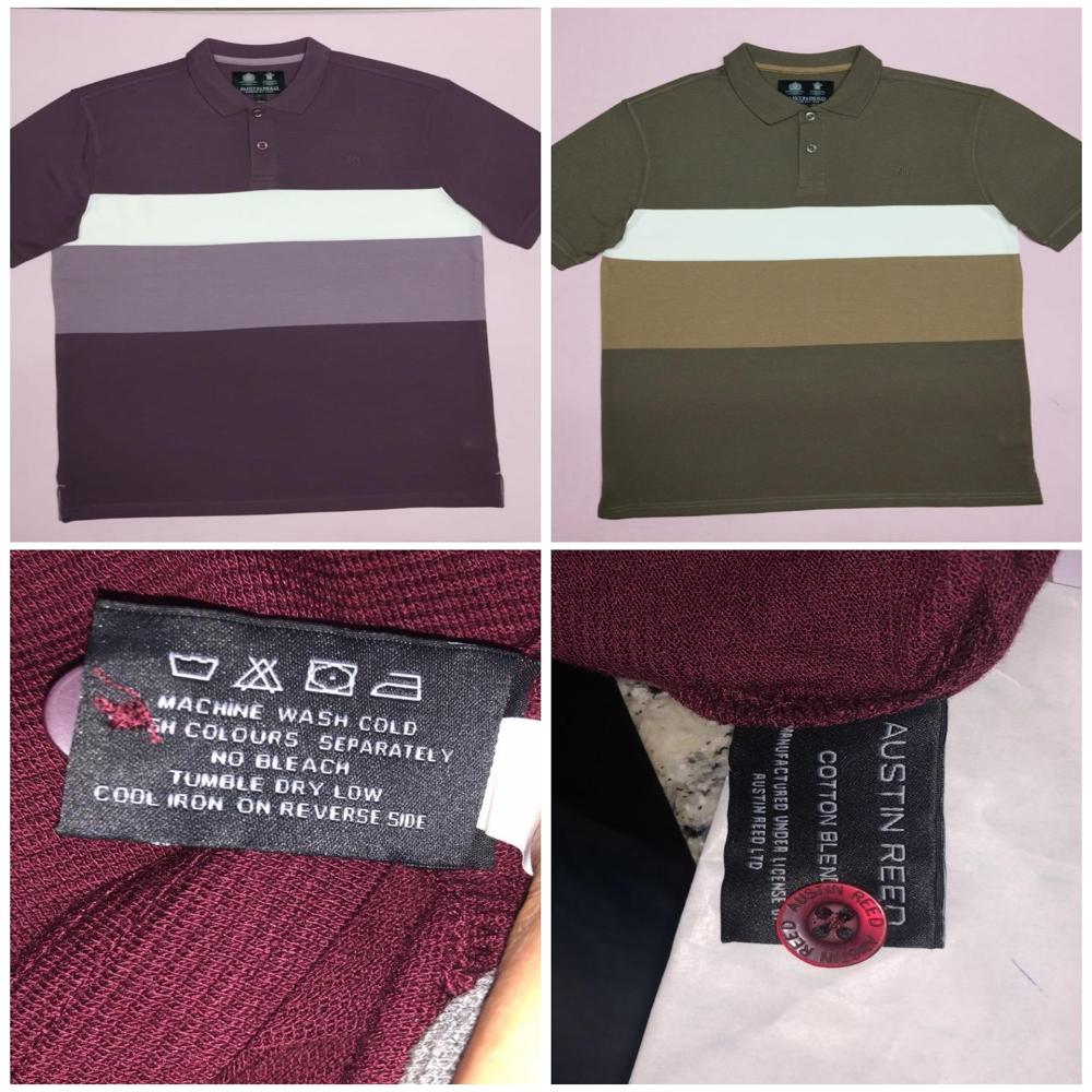 M11518 AUSTIN REED Mens Striped and Solid Textured Polos