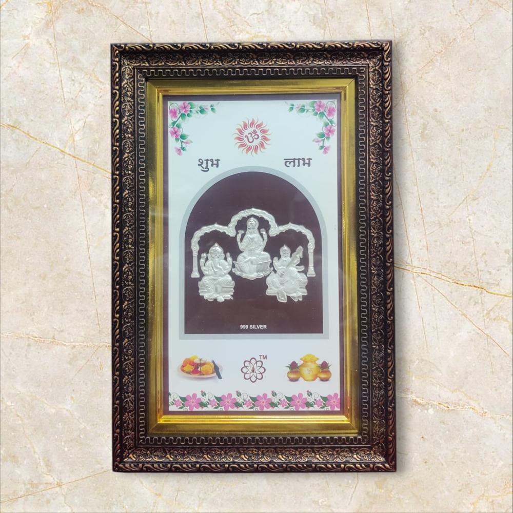 999 Silver Laxmi Ganesh Saraswati Frame