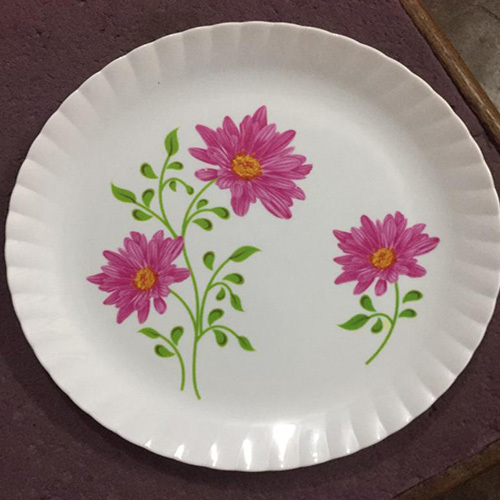 Plastic Bonchina Printed Dish Set - Shape: Round
