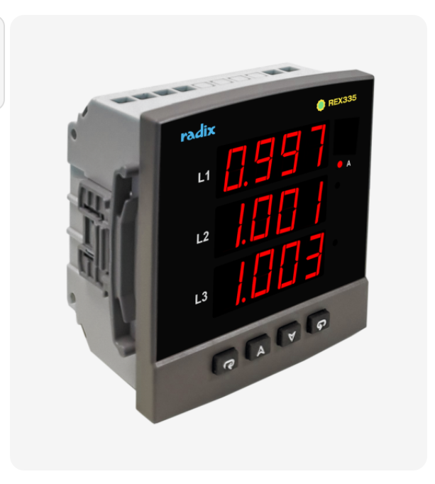 REX-335 Three Phase Voltmeter (96W X 96H X 62D) Radix Make