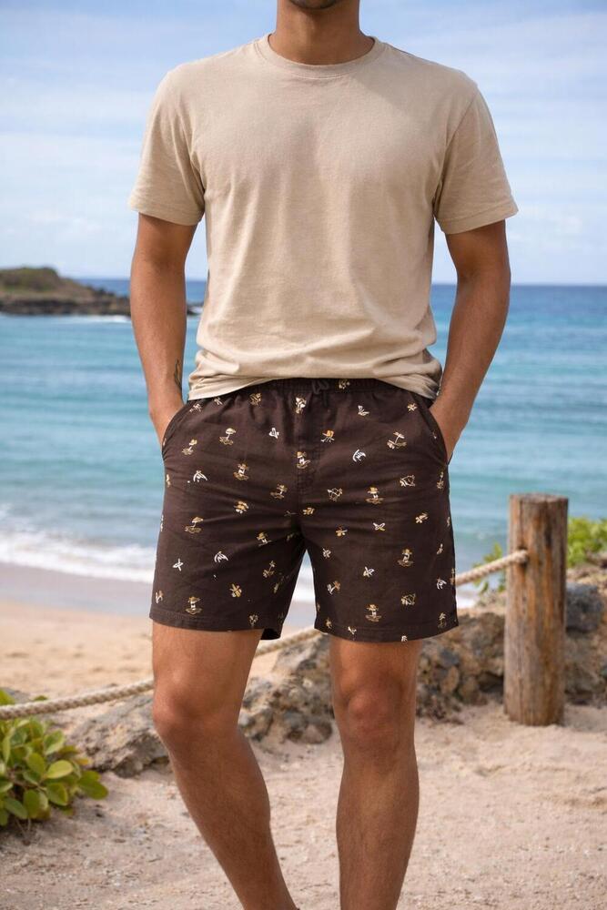 Mens Beach Wear Beige Shirt