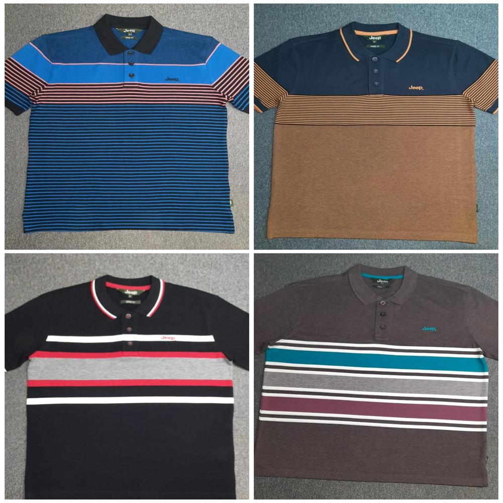 M11517 Jeep Mens Striped Polos