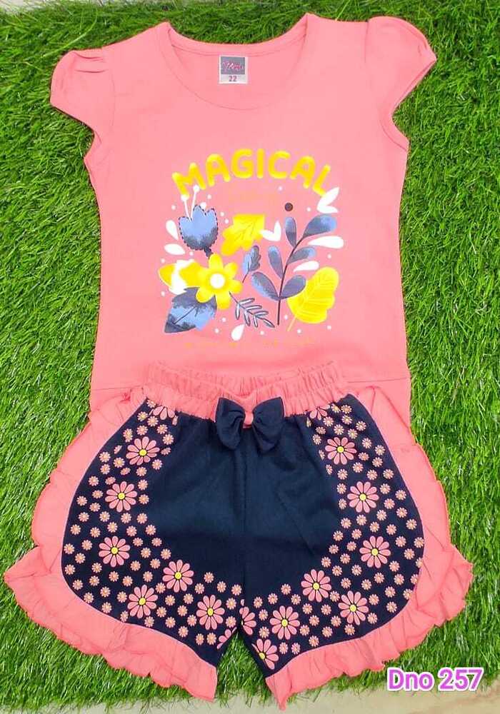 DNo 257 Pink And Blue Hot Pant Suit