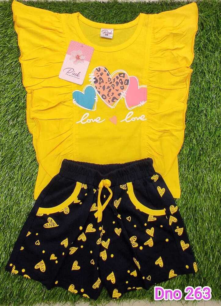 DNo 263 Yellow Color Hot Pant Suit