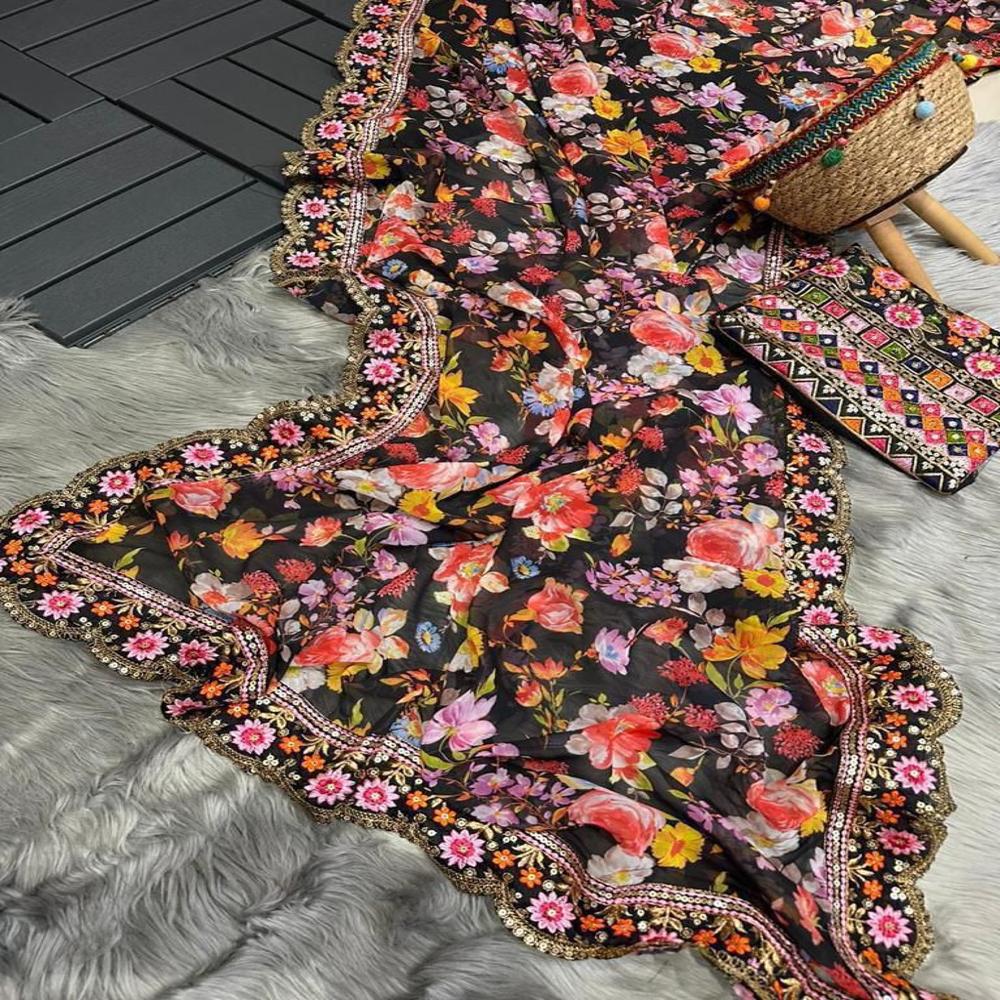 Designer Digital Print Party Saree