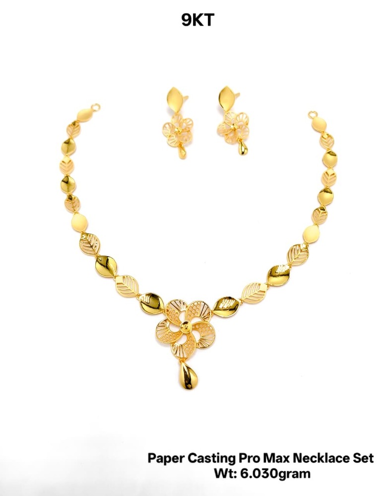 9KT New Design Gold Paper Casting Pro Max Necklace Set