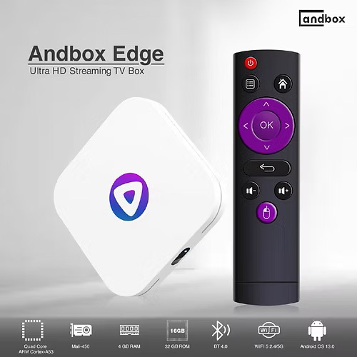 Andbox Edge M1 8K 5G 4Gb 32Gb Android 13 Tv Box - Color: Black