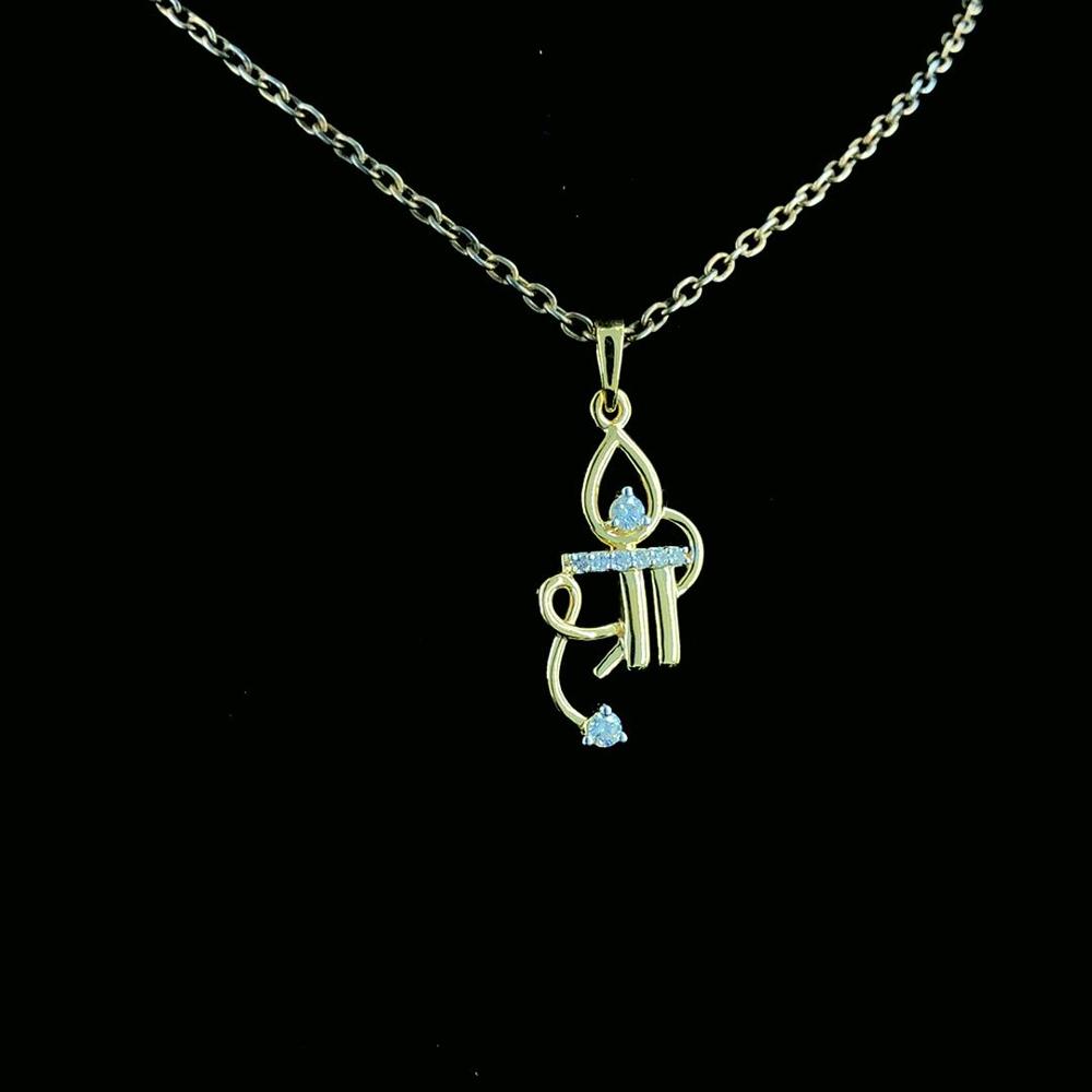 Divine Elegance: 18K Gold Shree Pendant with Shimmering Natural Diamonds