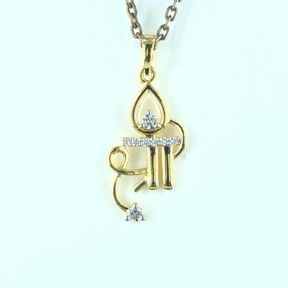 Divine Elegance: 18K Gold Shree Pendant with Shimmering Natural Diamonds