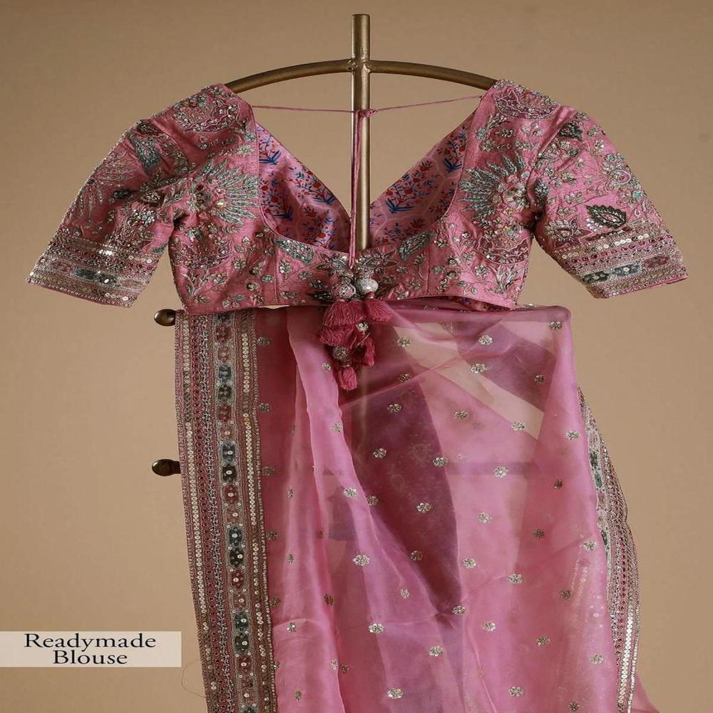 Modern Sequence Work Designer Saree - Color: Pink