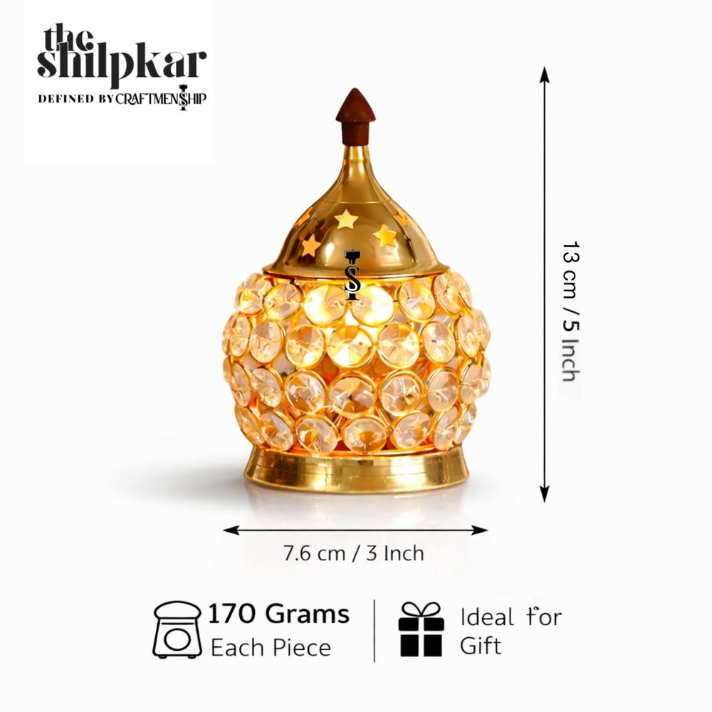 Crystal Mataki Brass Diya - Color: Golden