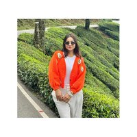 Avocado Orange Cardigan - Length: Hip Length