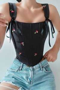 Ladies Cherry Corset - Length: Waist-length