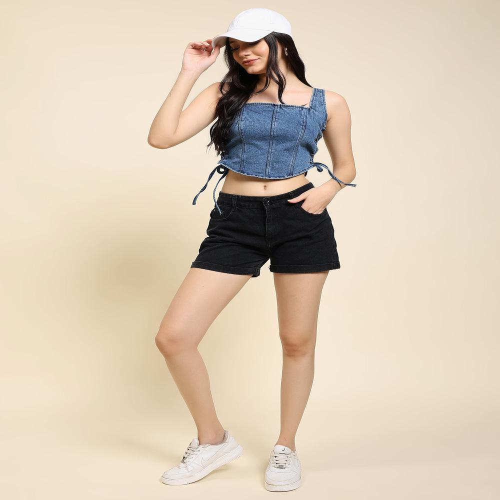 Ladies Denim Side Knot Corset