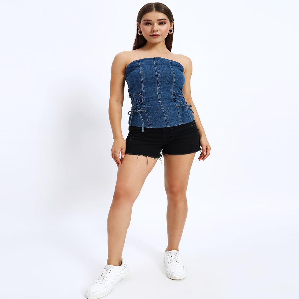 Ladies Denim Tube Knot Top - Age Group: Teens