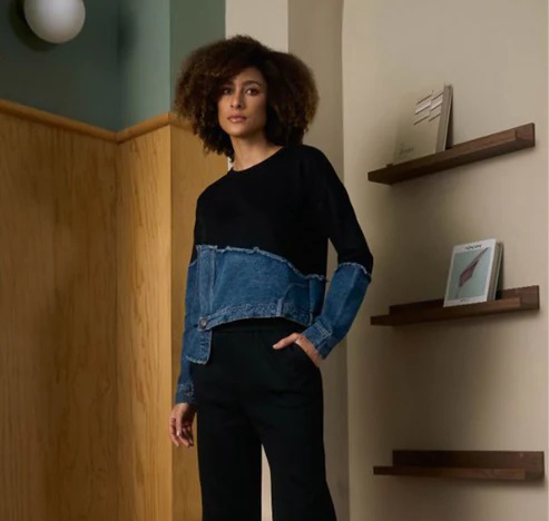 Ladies Shyne Denim Sweatshirt