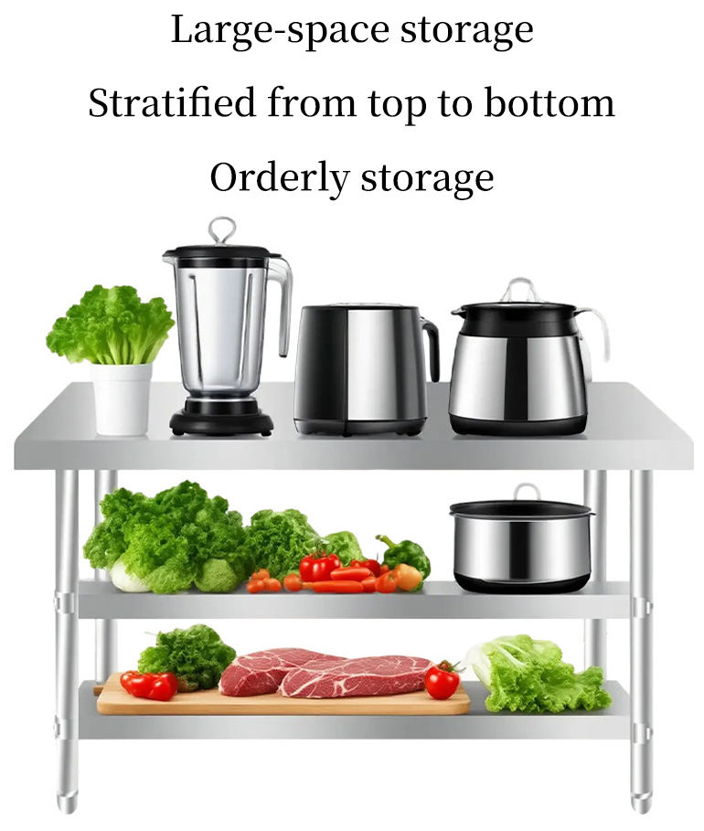 Commercial Kitchen Countertop-Stainless Steel 304 Brushed Matt Finish Corrosion Chemical Resistant 300kg/m Load