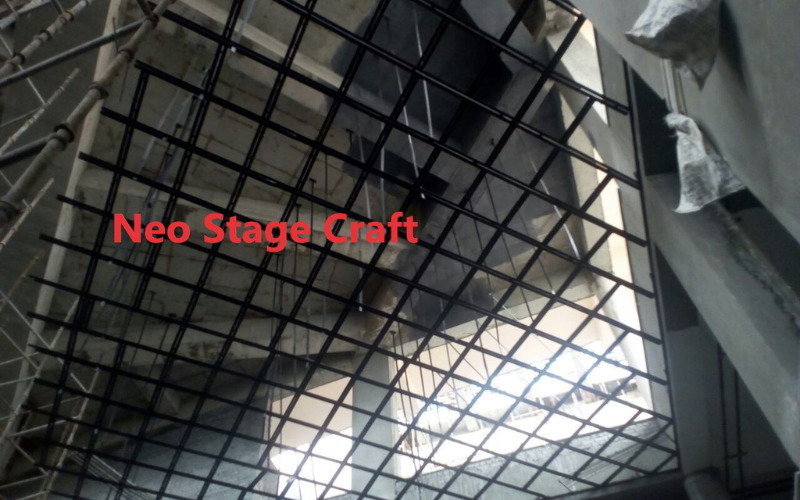 Auditorium Stage Ms Gride - Mild Steel, 4x8 Ft, Black Powder Coated | Modular Frame, 1200 Kg/sq.m Load, Rigging & Lighting Integration