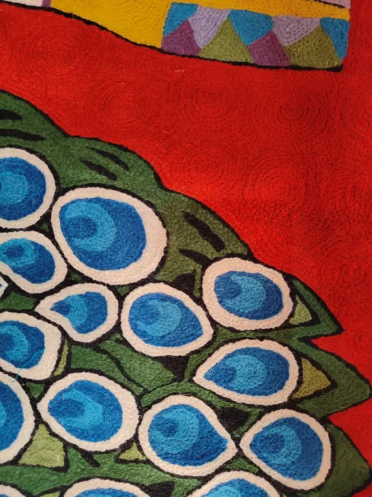 Kashmiri Chain Stitch Embroidery Peacock Wall Hanging