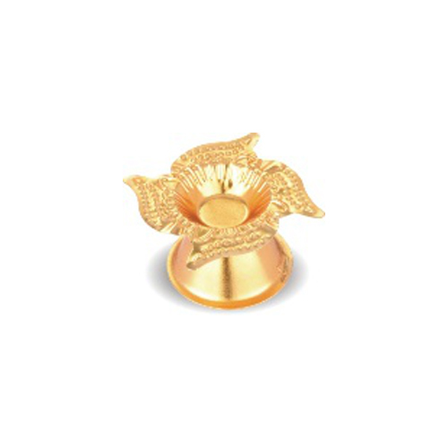 Gold Pleated Stainless Steel Swastik Diya