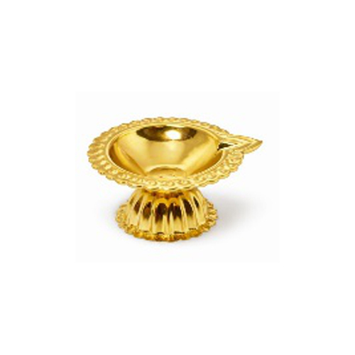 Gold Pleated Stainless Steel Small Ganga Diya