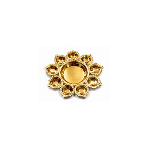 Copper Pleated Stainless Steel Nao Mukhi Ganga Diya