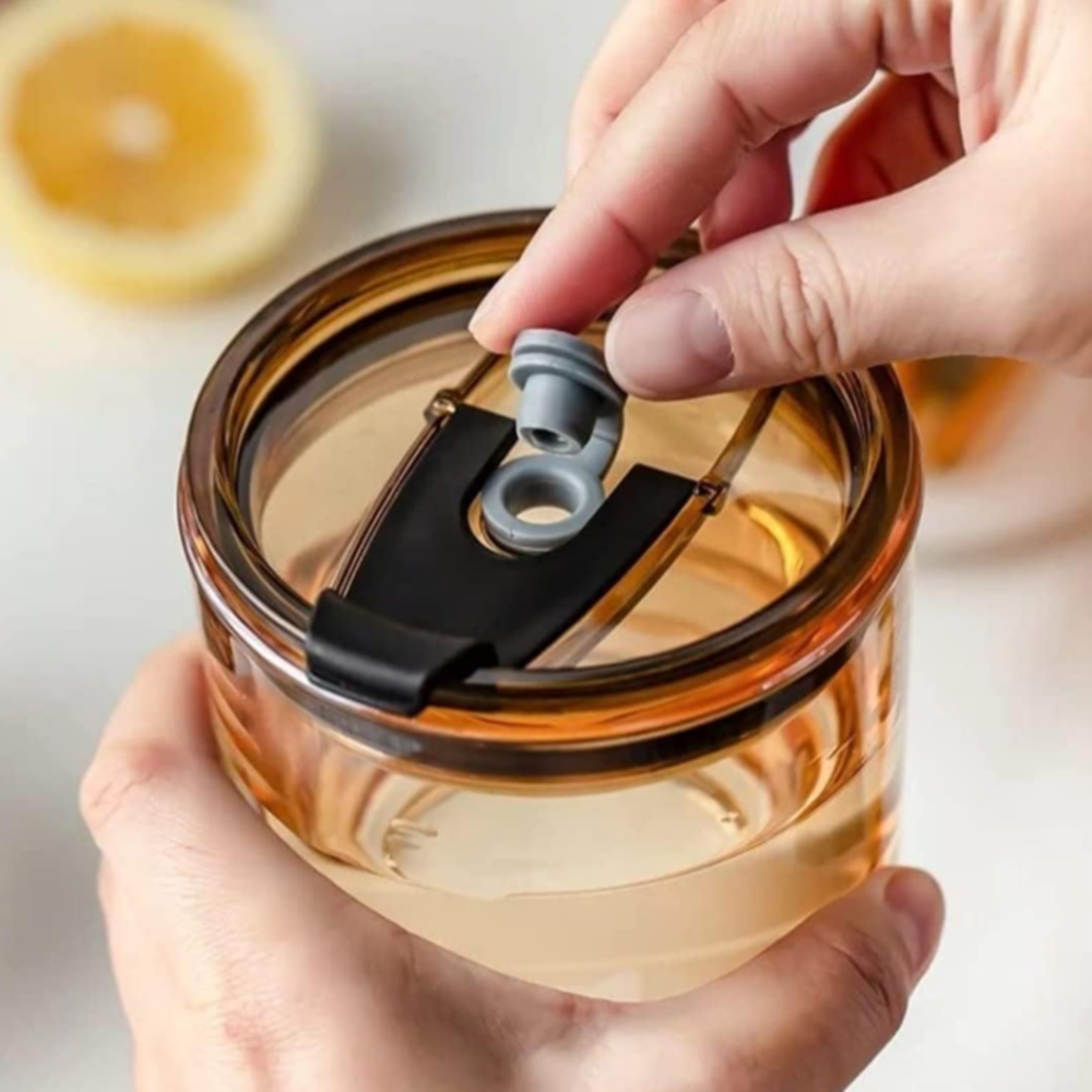 Glass Coffee Mug with Straw