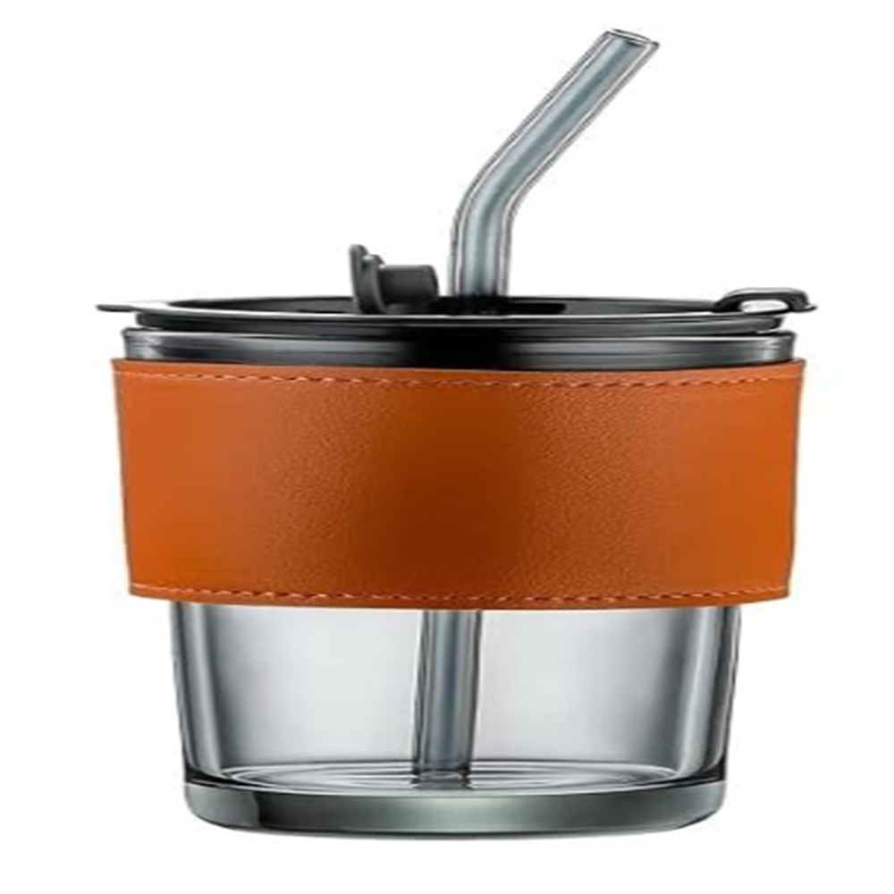 Glass Coffee Mug with Straw