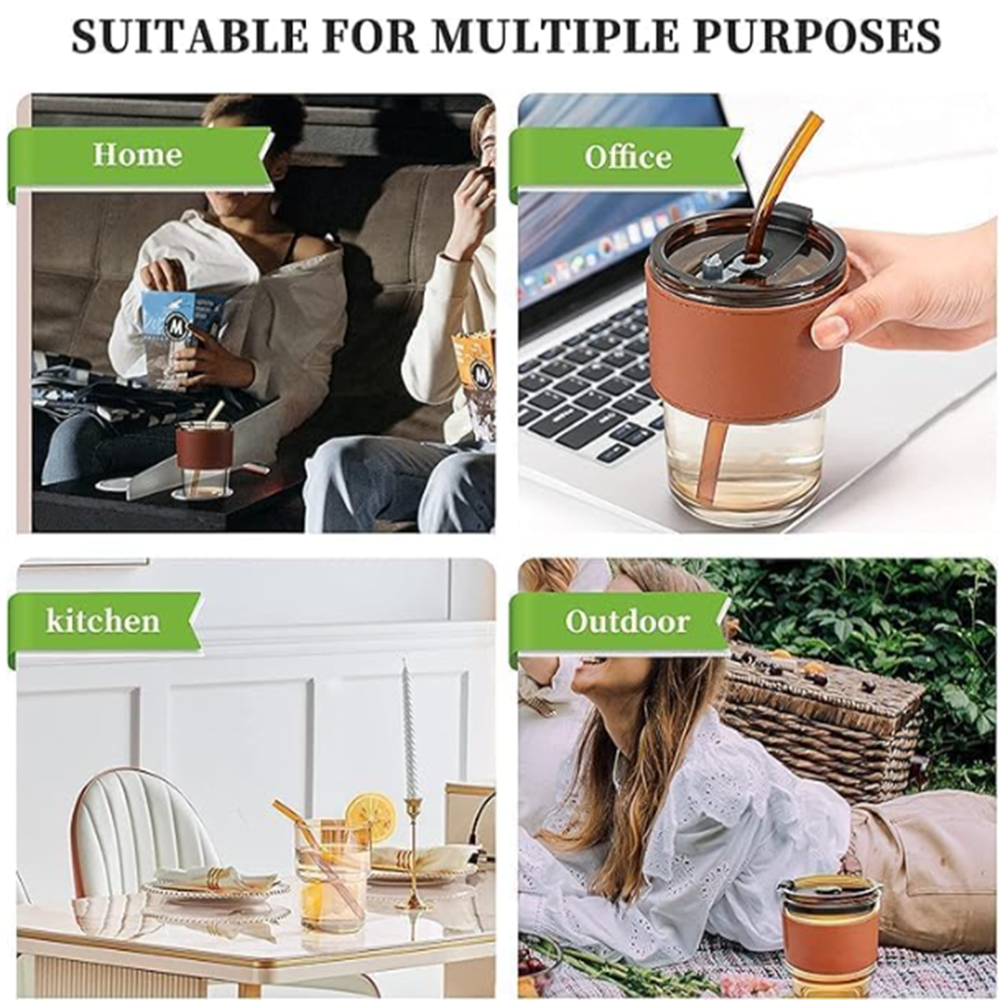 Glass Coffee Mug with Straw