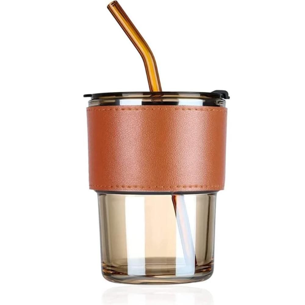 Glass Coffee Mug with Straw