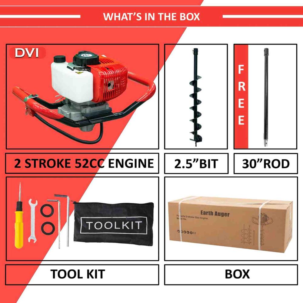 52cc Earth Auger with 2.5 inch bit
