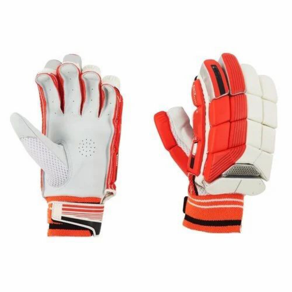 Gagan White And Orange Cricket Batting Gloves