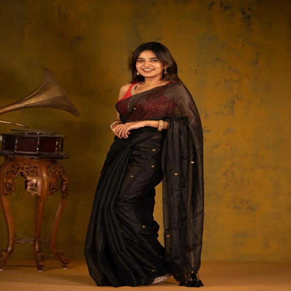 Black Color Tissue Gini Saree
