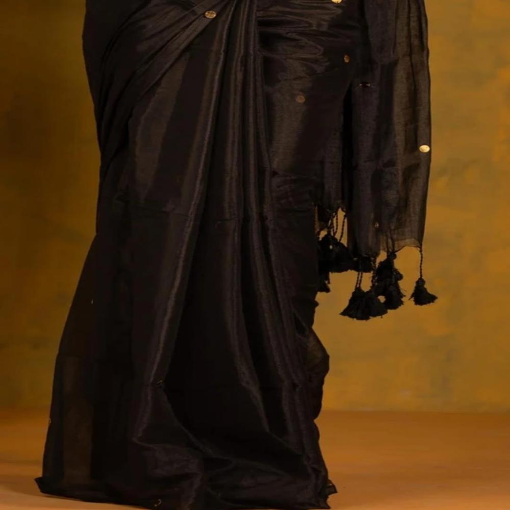 Black Color Tissue Gini Saree