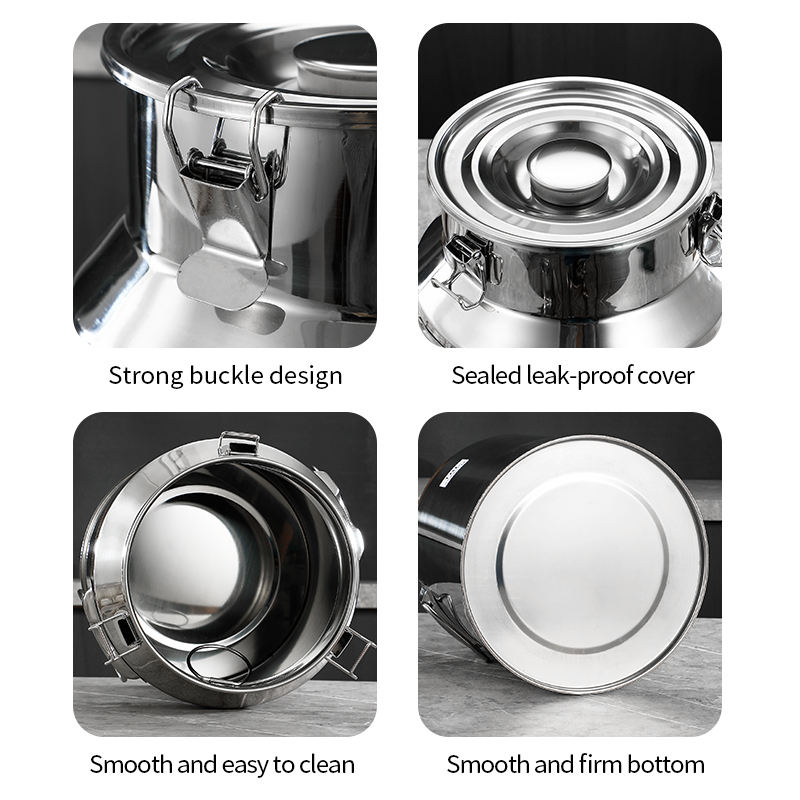 Modern Stainless Steel Milk Can for Kitchen Storage Bucket for Food Bean Flour Oil Sugar Cookie Storage