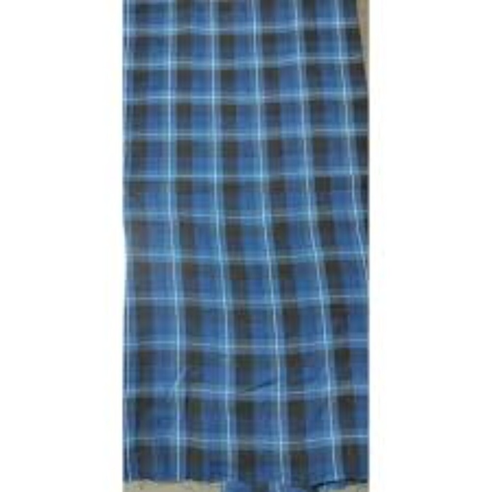 Blue Drill Checks Fabric - Cotton Blend, Custom Sizes, Available In Various Colors | Washable, Plain Texture Ideal For Garment Industry