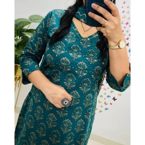 COTTON 3 PIECE KURTI SET