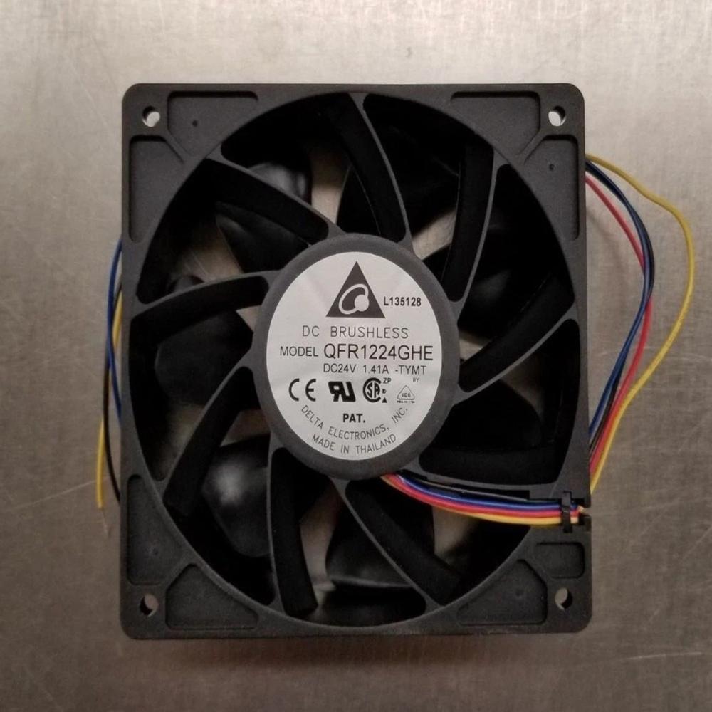 DELTA QFR1224GHE 24V DC 1.41A 33.84W 12038mm 4-Wire Industrial Inverter Axial Cooling Fan