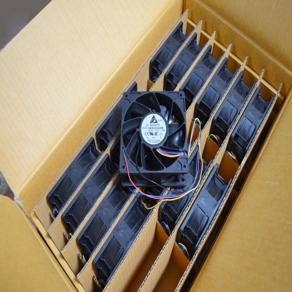 DELTA QFR1224GHE 24V DC 1.41A 33.84W 12038mm 4-Wire Industrial Inverter Axial Cooling Fan