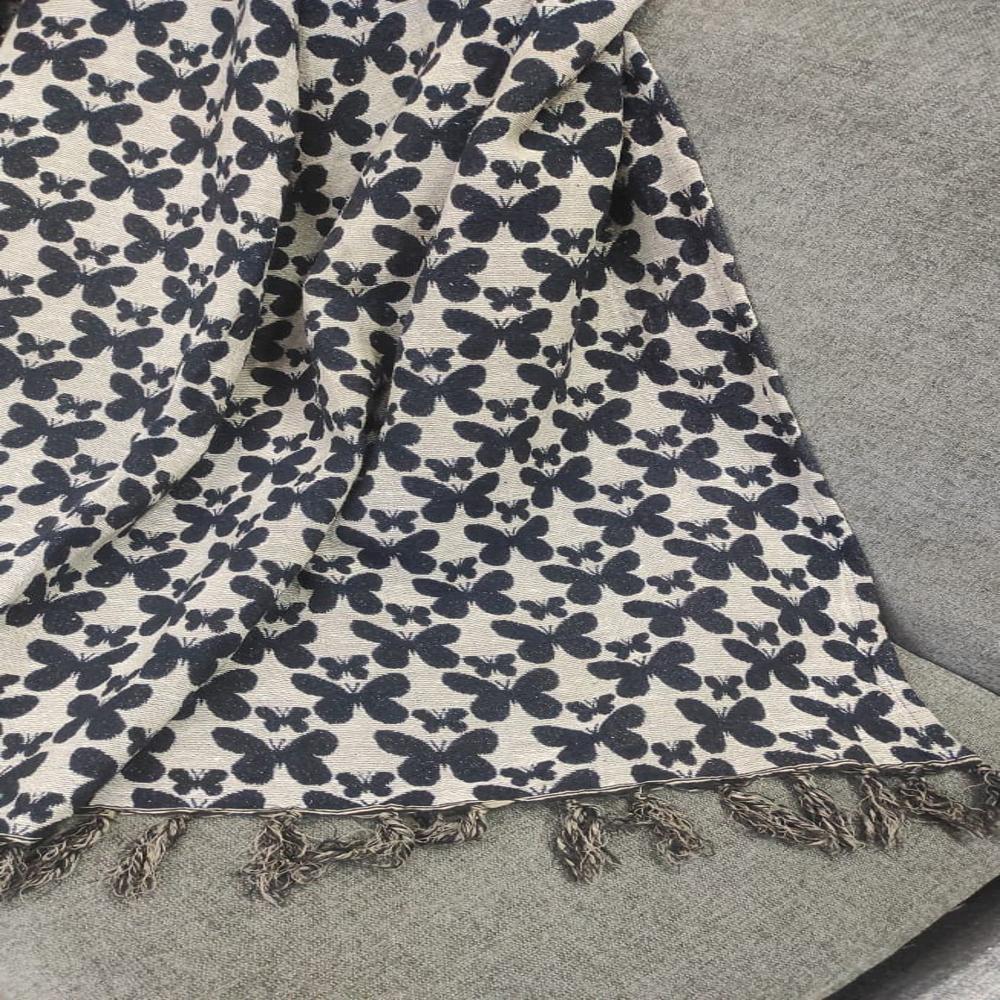 Polyester Cotton Throws - 320 Gsm, Jacquard Woven Design For Bed, Couch, Sofa, Draping | Available In All Colors, Good Quality