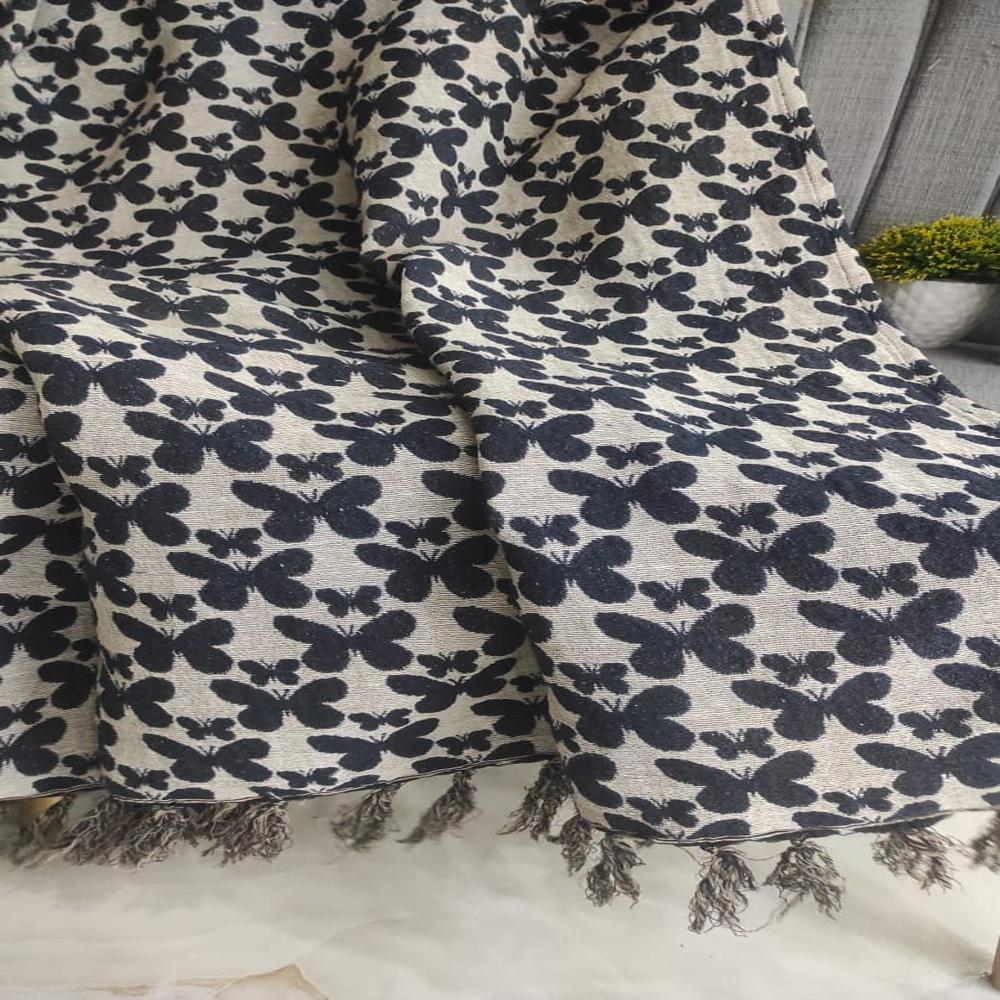 Polyester Cotton Throws - 320 Gsm, Jacquard Woven Design For Bed, Couch, Sofa, Draping | Available In All Colors, Good Quality
