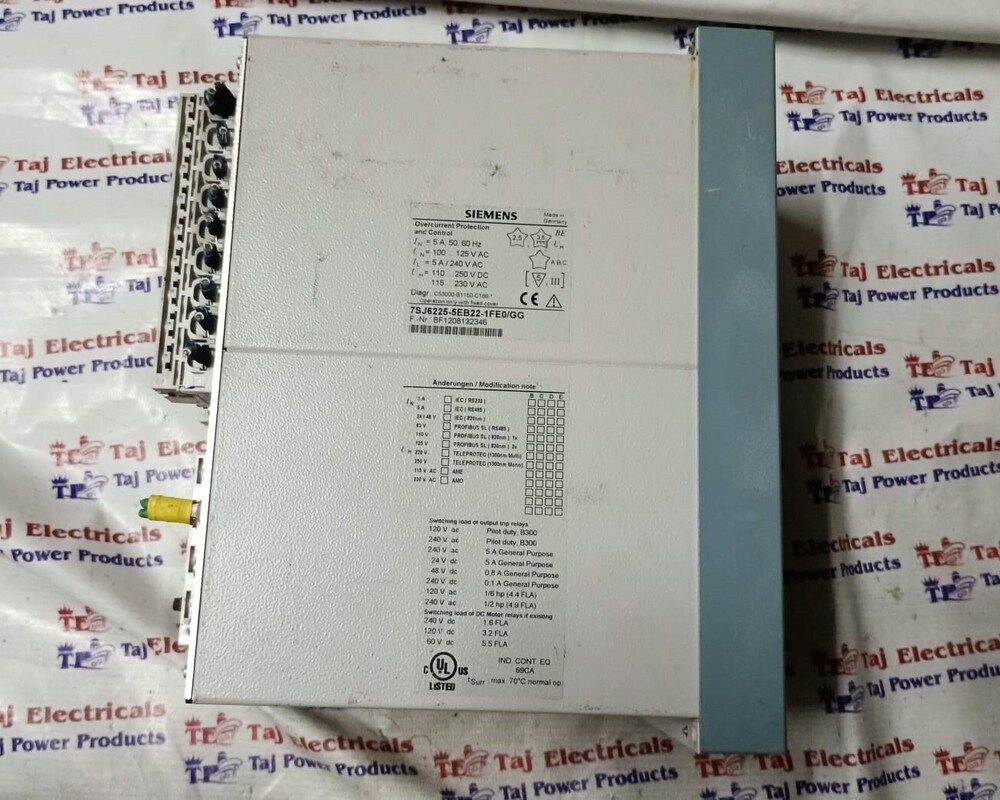 SIEMENS 7SJ6225-5EB22-1FE0/GG OVERCURRENT PROTECTION RELAY