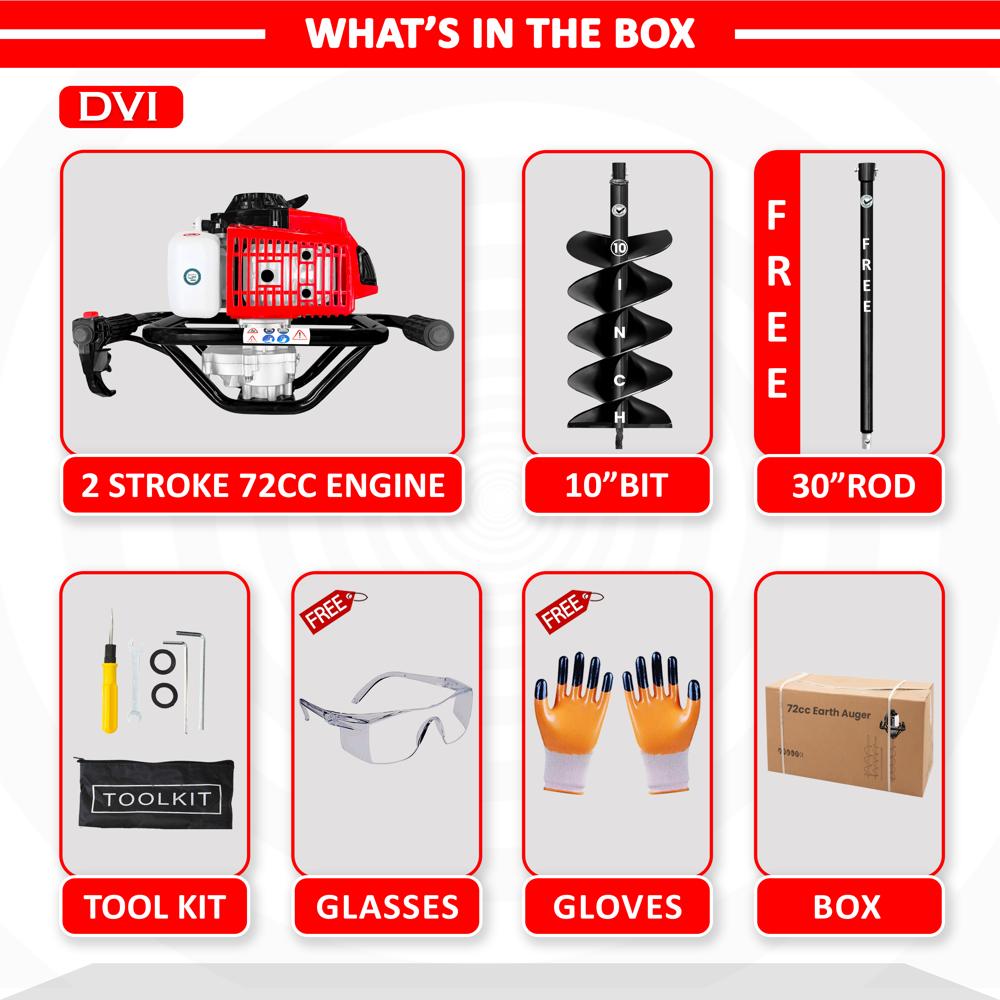 72cc Earth Auger with 10 inch bit