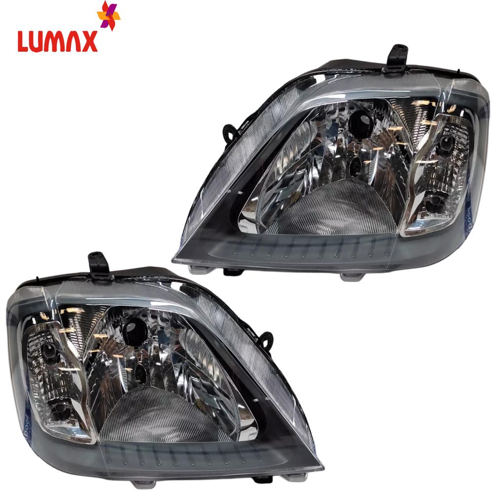 Lumax Headlight Assembly For Mahindra Logan Black 2004-2012